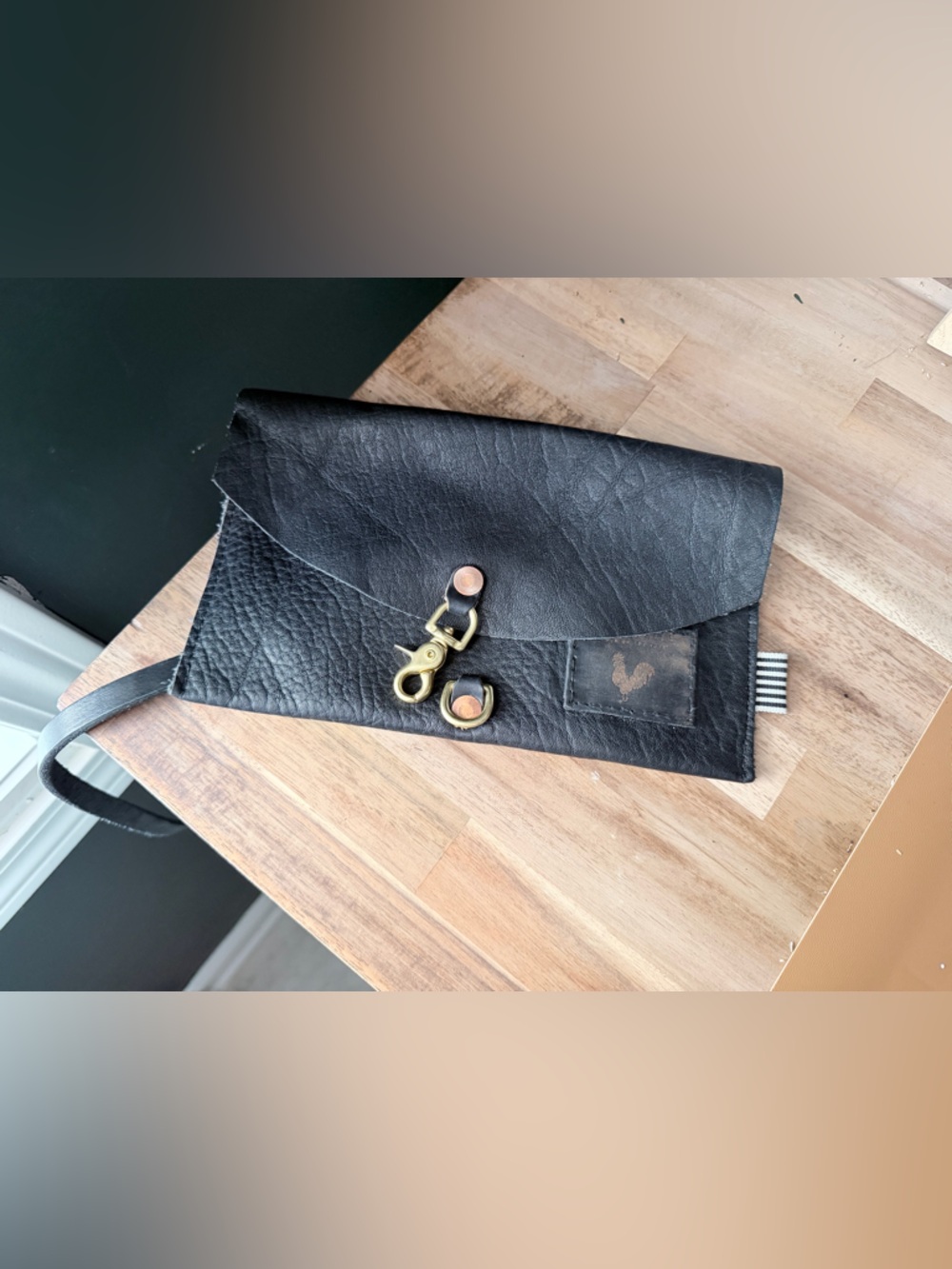 MBOTF Black Leather Clutch Crossbody